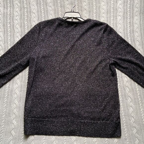 Cable & Gauge Black Metallic Button Front Long Sleeve Cardigan Sweater New Year - Picture 2 of 9
